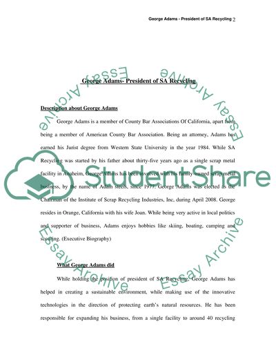 George Adams: President of SA Recycling