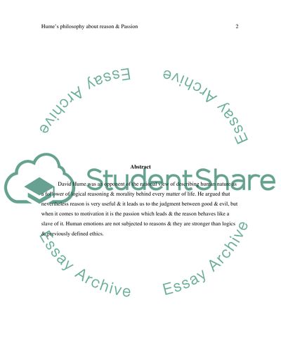 Humes Philosophy about reason and Passion