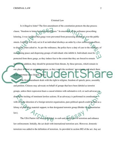 Loitering in Terms of the Criminal Law