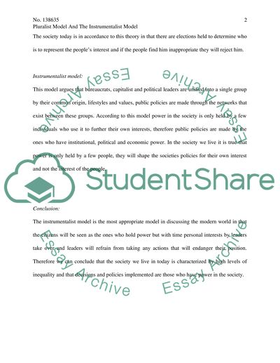 Pluralist Model and the Instrumentalist Model