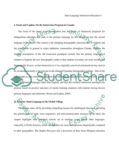 Dual Language Immersion Education