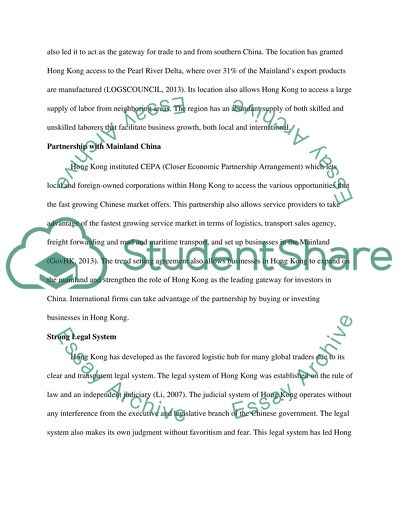 Foresight of Hong Kong logistics development