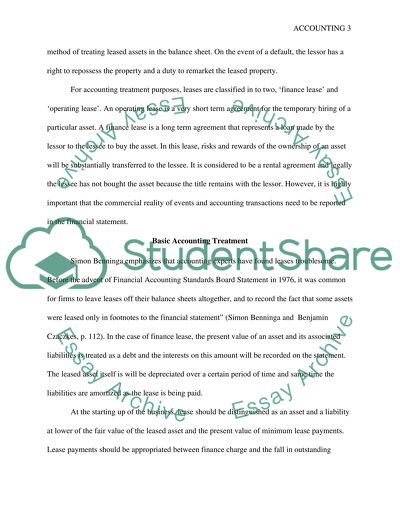 Accounting Treatment of Leased Assets