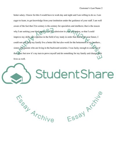 Application for Admission in Institution