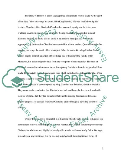 Loss of Reason- Divided Self of Hamlet and Doctor Faustus