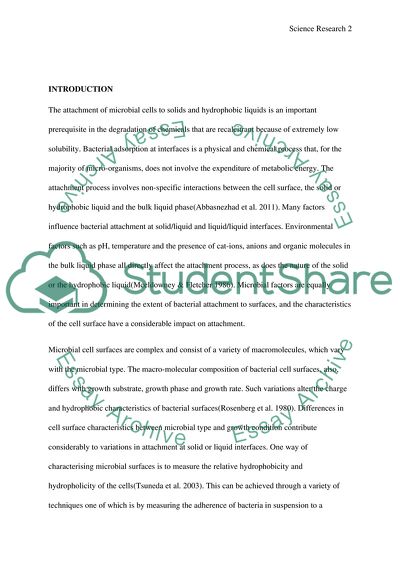 Bacterial Cell Surface Tension Attachment and Implications for Bioremediation