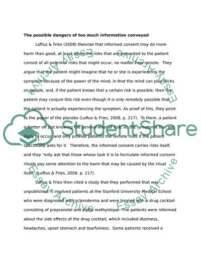 Informed consent. The possible dangers of too much information conveyed