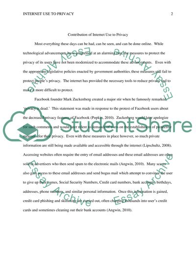 Contribution of Internet Use to Privacy