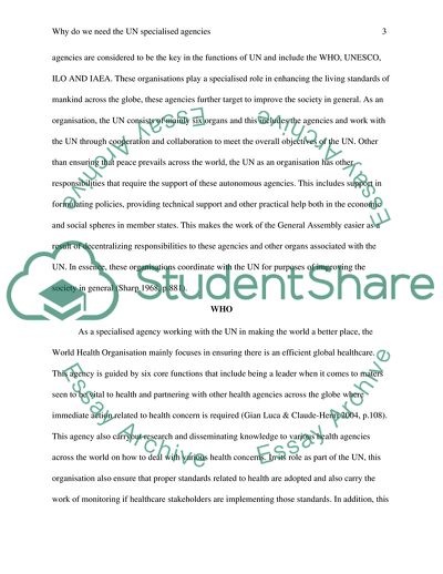 Why Do We Need the UN-Specialized Agencies