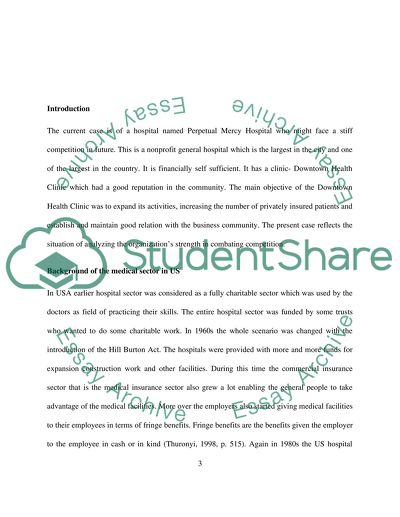 Background of the Medical Sector in the US - Perpetual Mercy Hospital Case