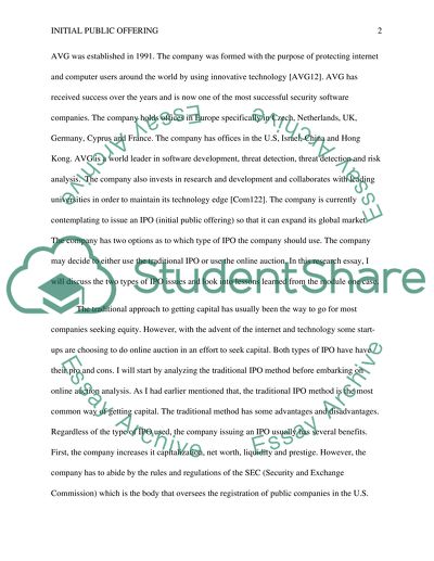 INITIAL PUBLIC OFFERINGS