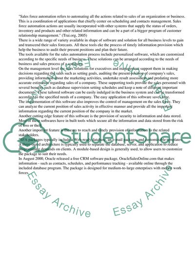 Sales Force Automation