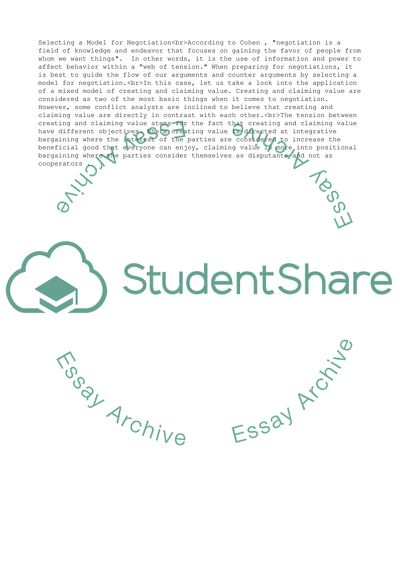 The analysis of Negotiations