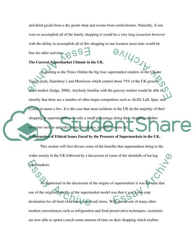 Discuss whether supermarkets are beneficial to the society they operate within in the United Kingdom