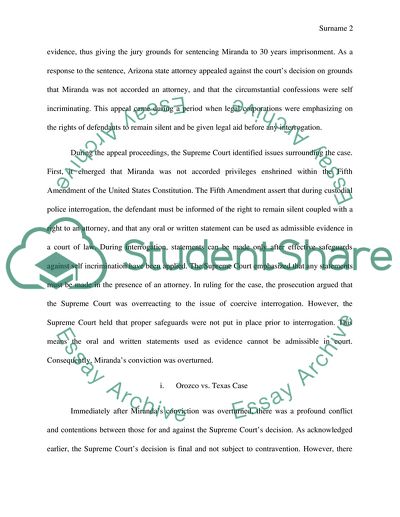Miranda v Arizona: The erosion of the decision by the US Supreme Court throught the years