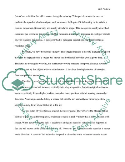 Velocity in Soccer Paper