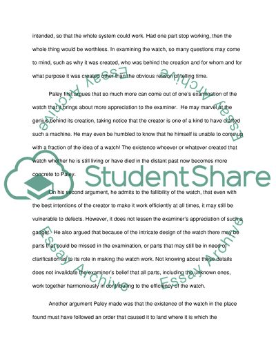 Summarize William Paleys argument