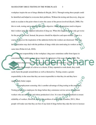 Mandatory Drug Testing in the Workplace