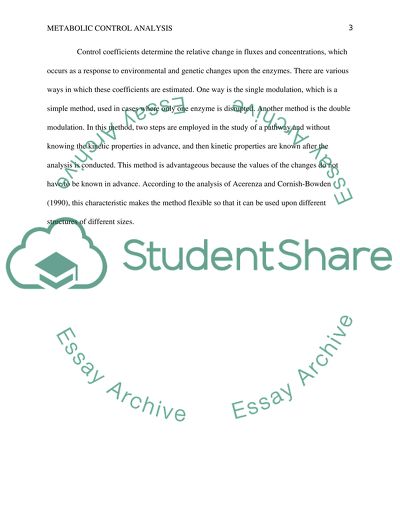 Metabolic control analysis