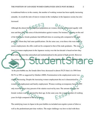 The Position of Japanese Women Employees from Post-Bubble to Now