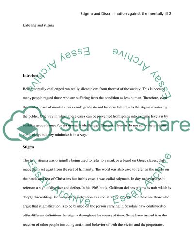 Stigma and Discrimination Against the Mentally Ill