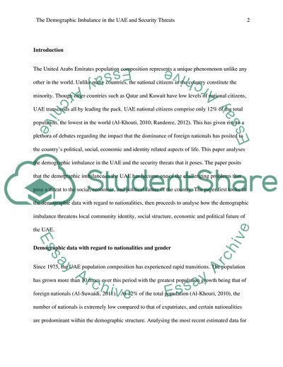The Demographic Imbalance in the UAE and Security Threats