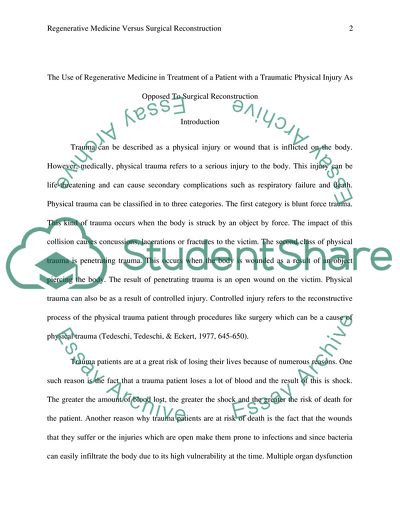 Regenerative Medicine in Treatment of a Patient with a Traumatic Physical Injury