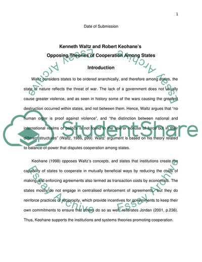 Kenneth Waltz and Robert Keohanes Opposing Theories of Cooperation Among States