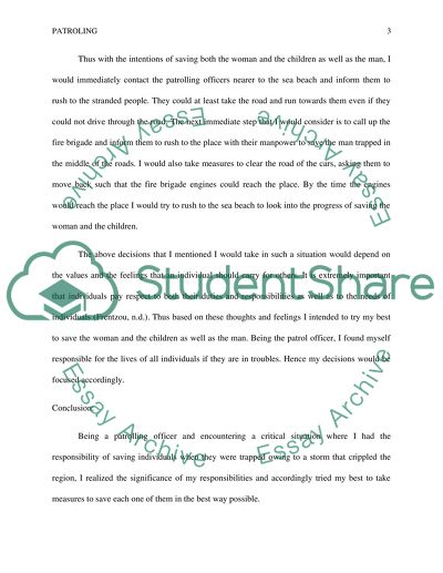 A Critical Situation and the Role of the Patrol Officer