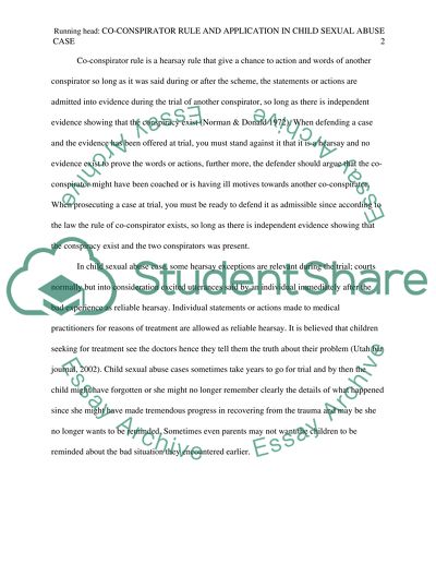 Co-conspirator Rule and Application in Child Sexual Abuse Case