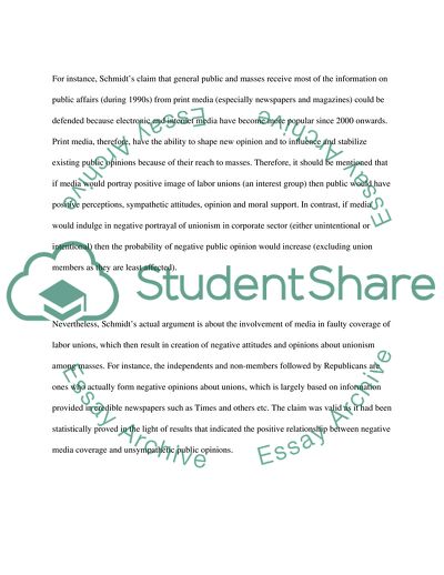 Public Opinion and Media Coverage of Labor Unions