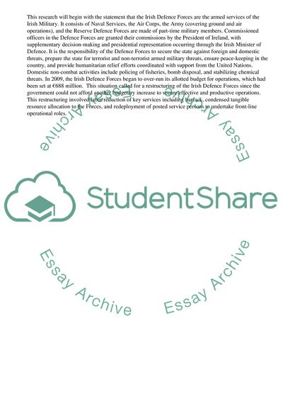 Change Management and Physical Restructuring of the Irish Defence Forces