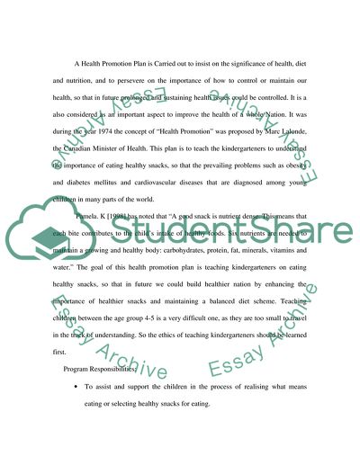 Insisting the Significance of Eating Healthy Snacks in Kindergartener