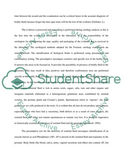 The Role of Presumptive Test for Semen in an Investigation