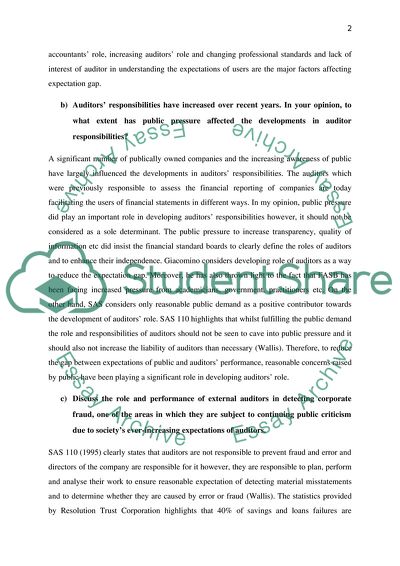 Audit Expectation Gap in Auditor Responsibilities