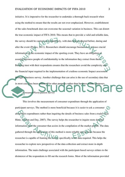 Evaluation of Economic Impacts of FIFA 2010
