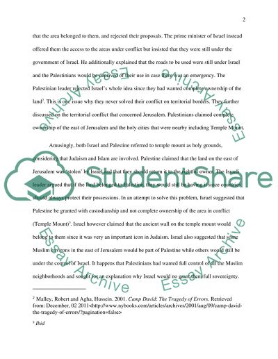 Reasons for the Failure of Camp David of 2000