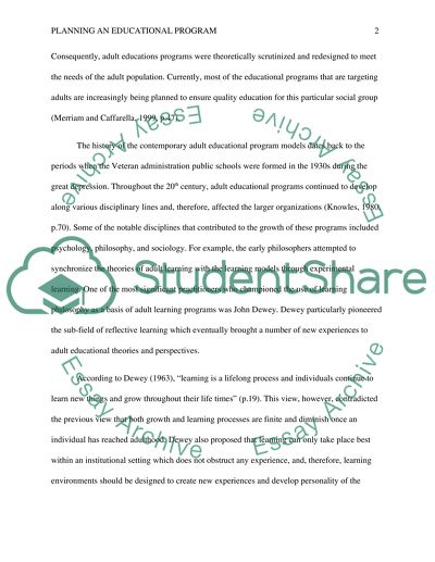 Planning an Educational Program