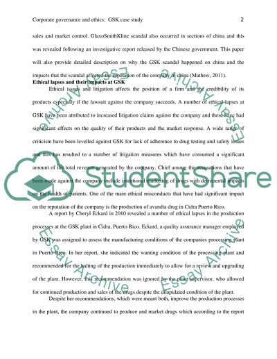 Corporate Governance and Ethics: GlaxoSmithKline