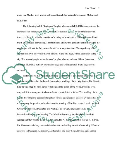 Major Role of Islam in Education