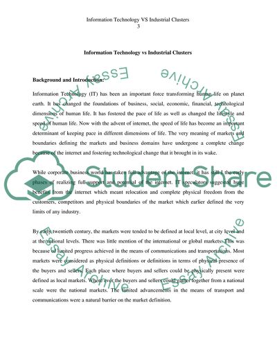 Information Technology vs Industrial Cluster Formation