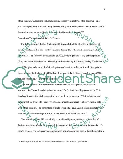 Problem of Sexual Assault in U.S. Prisons