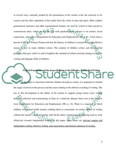 Effective Teaching of Writing to Children as Writers