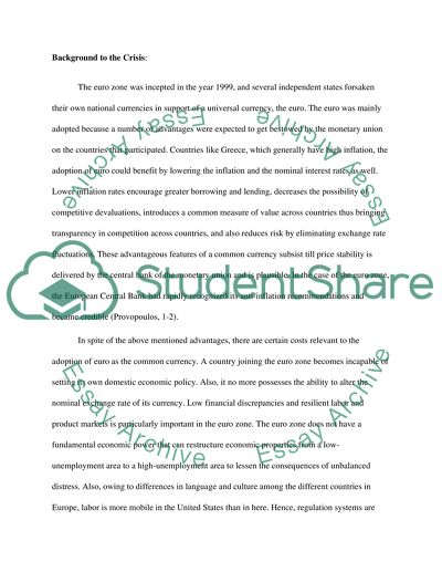 Economic Crisis in Greece and Its Impact on Euro