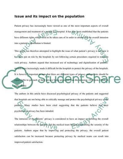 The Importance of the Patient Privacy