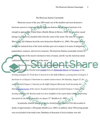 The Hurricane Katrina Catastrophe