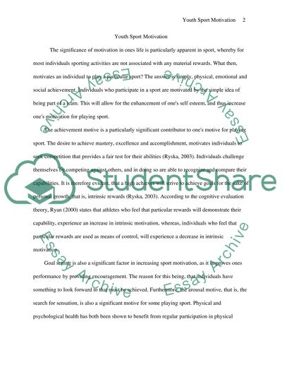 Motivation in Sport (choose a specific area to focus on)