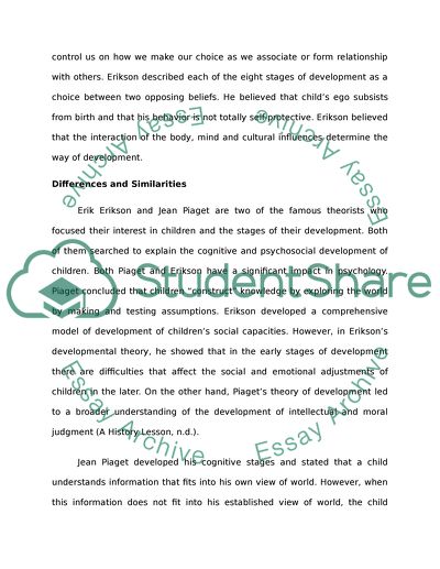Comparing Erikson to Piaget