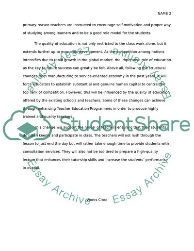 Enhancing the Quality of Education Provided by School Teachers