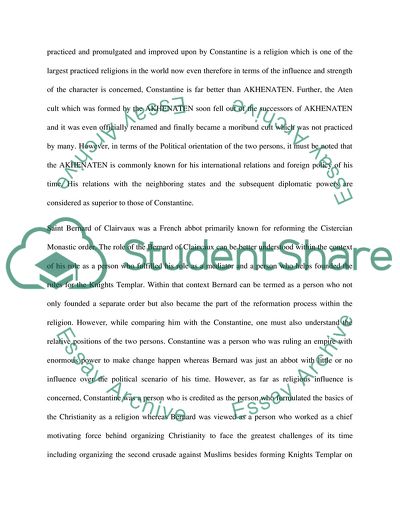 Comparison of Constantine, Akhenaten, and Saint Bernard of Clairvaux